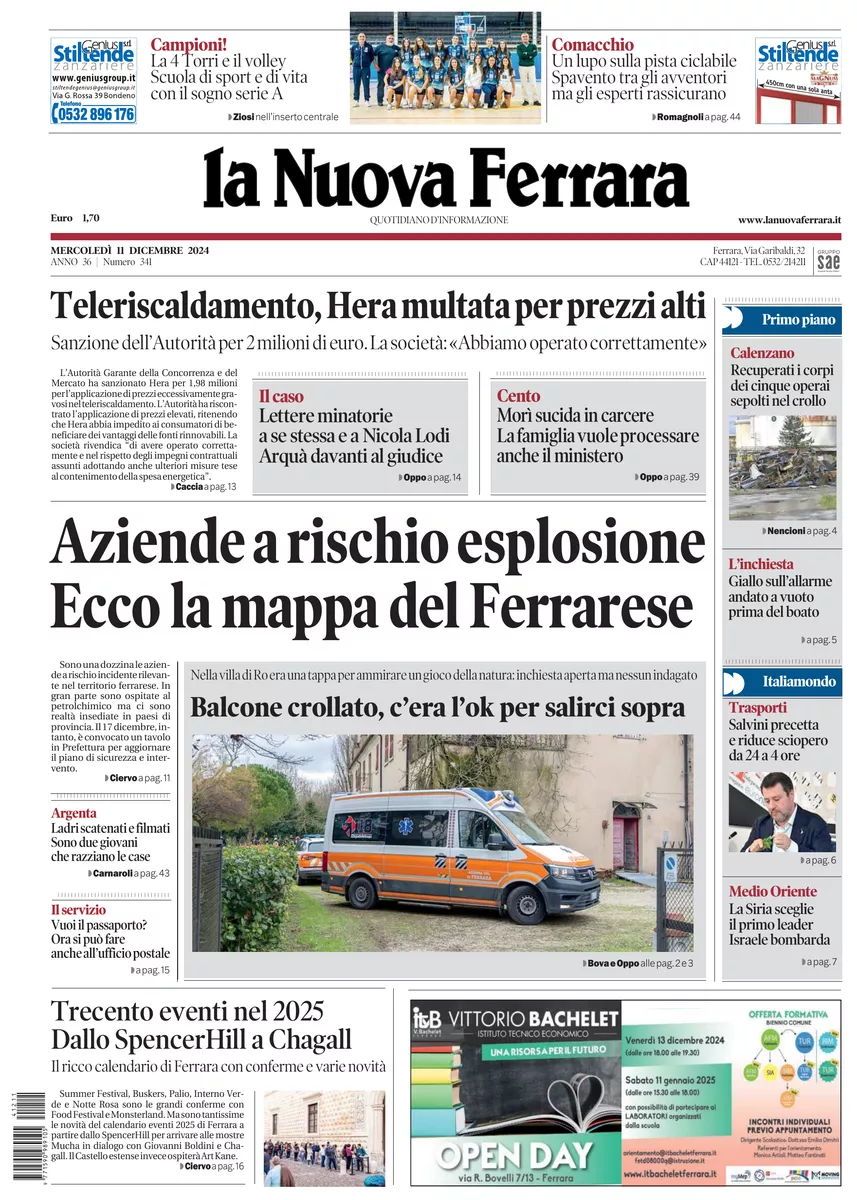 Prima-pagina-nuova ferrara-oggi-edizione-del-2024-12-11